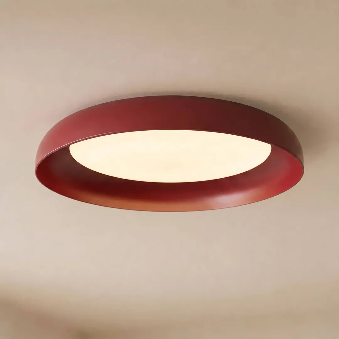 Lindby LED-Deckenleuchte Florie, rot, Metall, Ø 40 cm