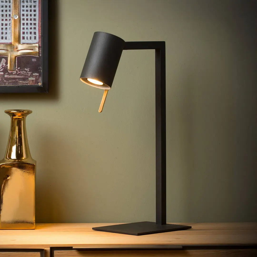 Lucide Schreibtischlampe Lesley, schwarz, Höhe 50 cm, Metall