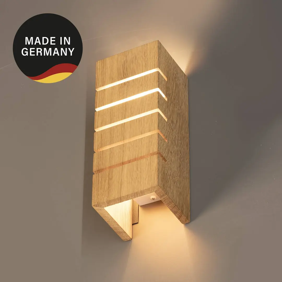 FISCHER & HONSEL Wandlampe Shine-Wood, Breite 10 cm, E14, Eiche/weiß, Holz