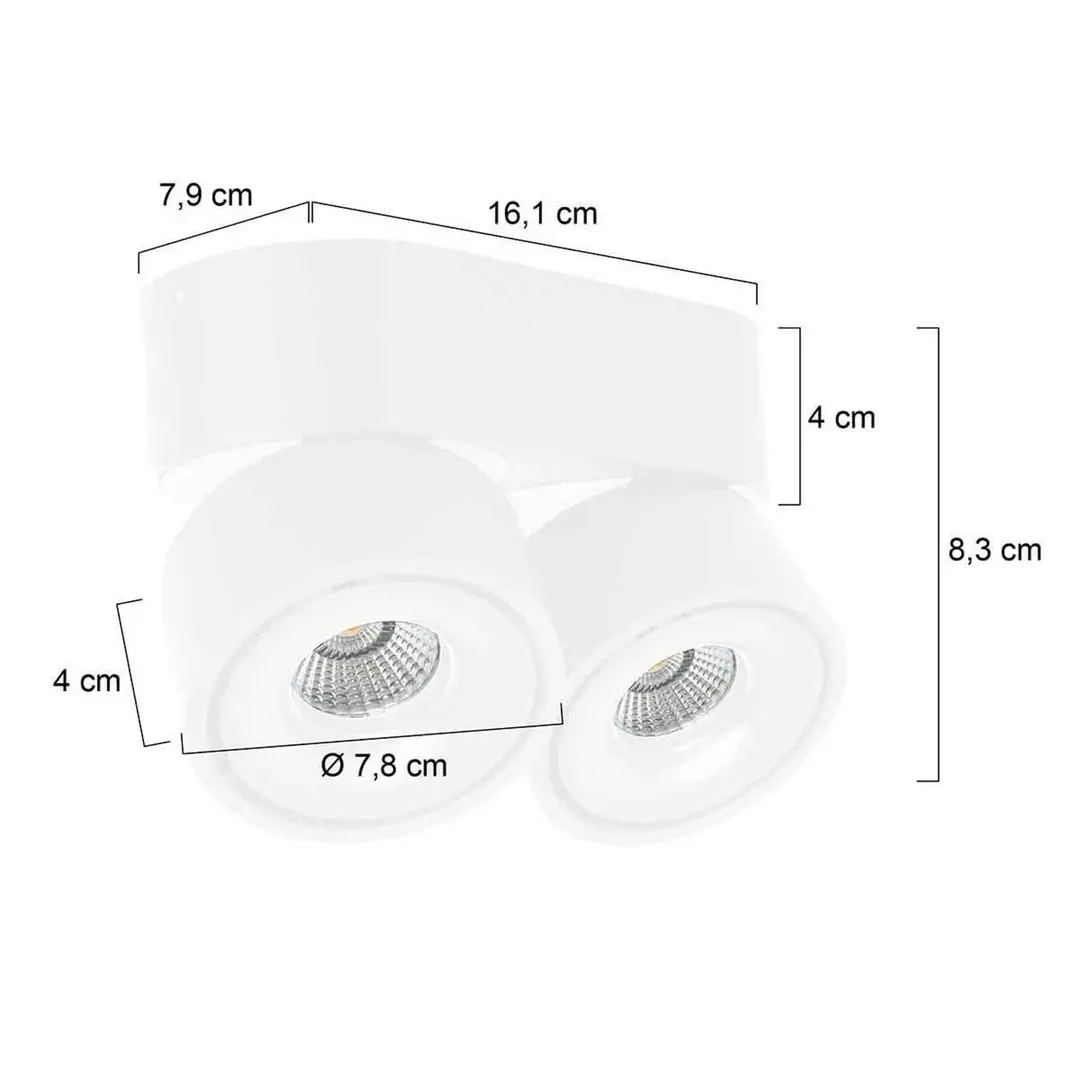 Steinhauer LED-Deckenstrahler Fez, weiß, 2-fl., Metall, schwenkbar