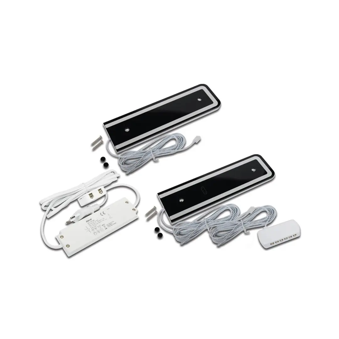Hera LED-Unterschranklampe U-Pad F, 2er-Set 4.000K schwarz Sensor