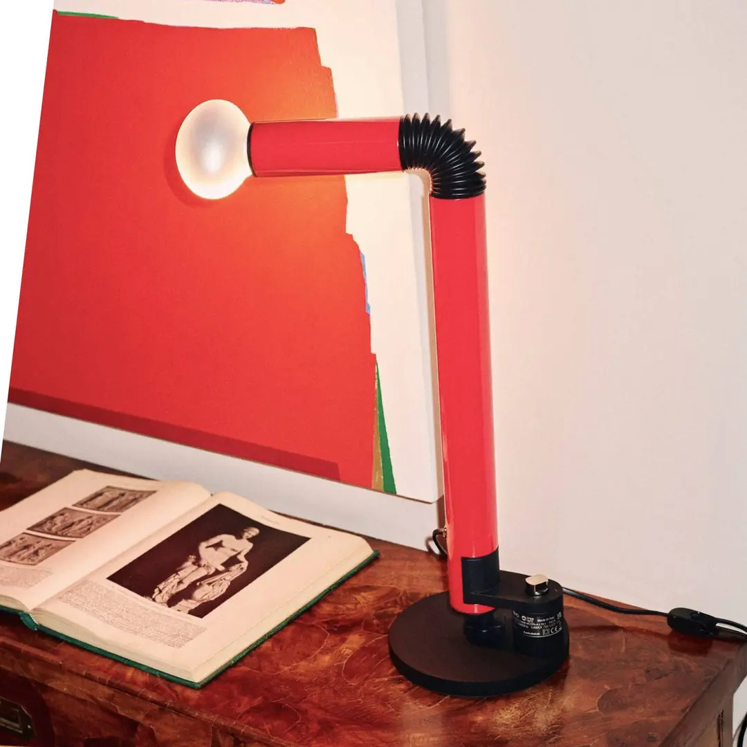 Stilnovo Tischlampe Periscopio, rot, Höhe 68 cm, Metall