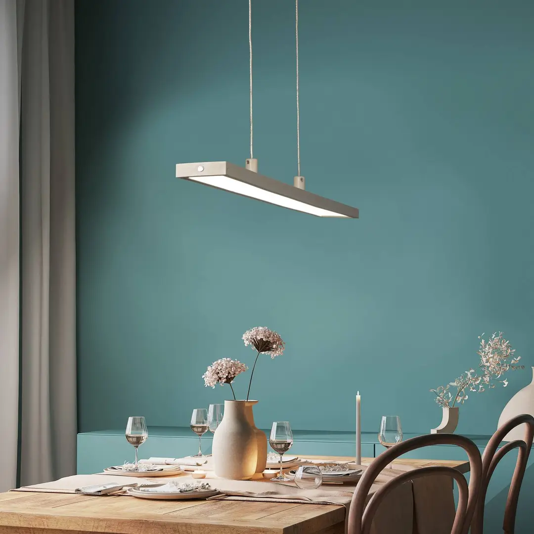 FISCHER & HONSEL LED-Hängeleuchte Marlo, sand, Länge 90 cm, CCT, Touchdimmer
