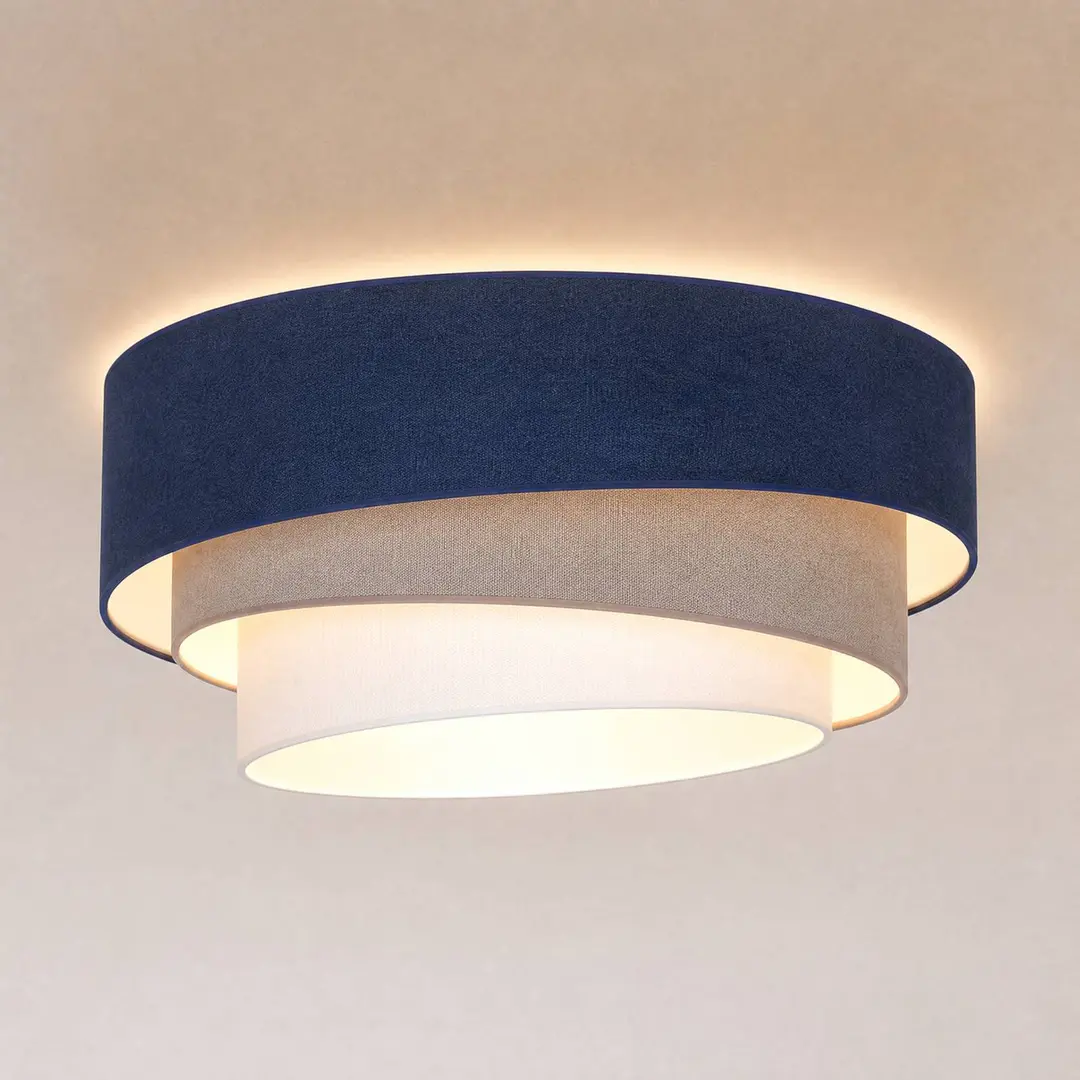 Duolla Deckenlampe Trio, dunkelblau/beige, Ø 60 cm, Textil, E27