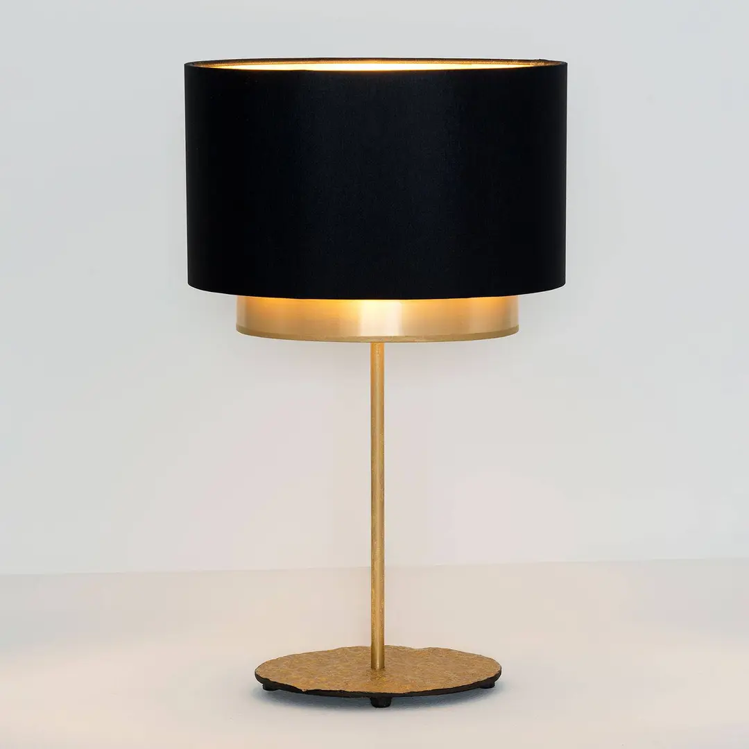 Holländer Tischleuchte Mattia, oval, doppelt, schwarz/gold