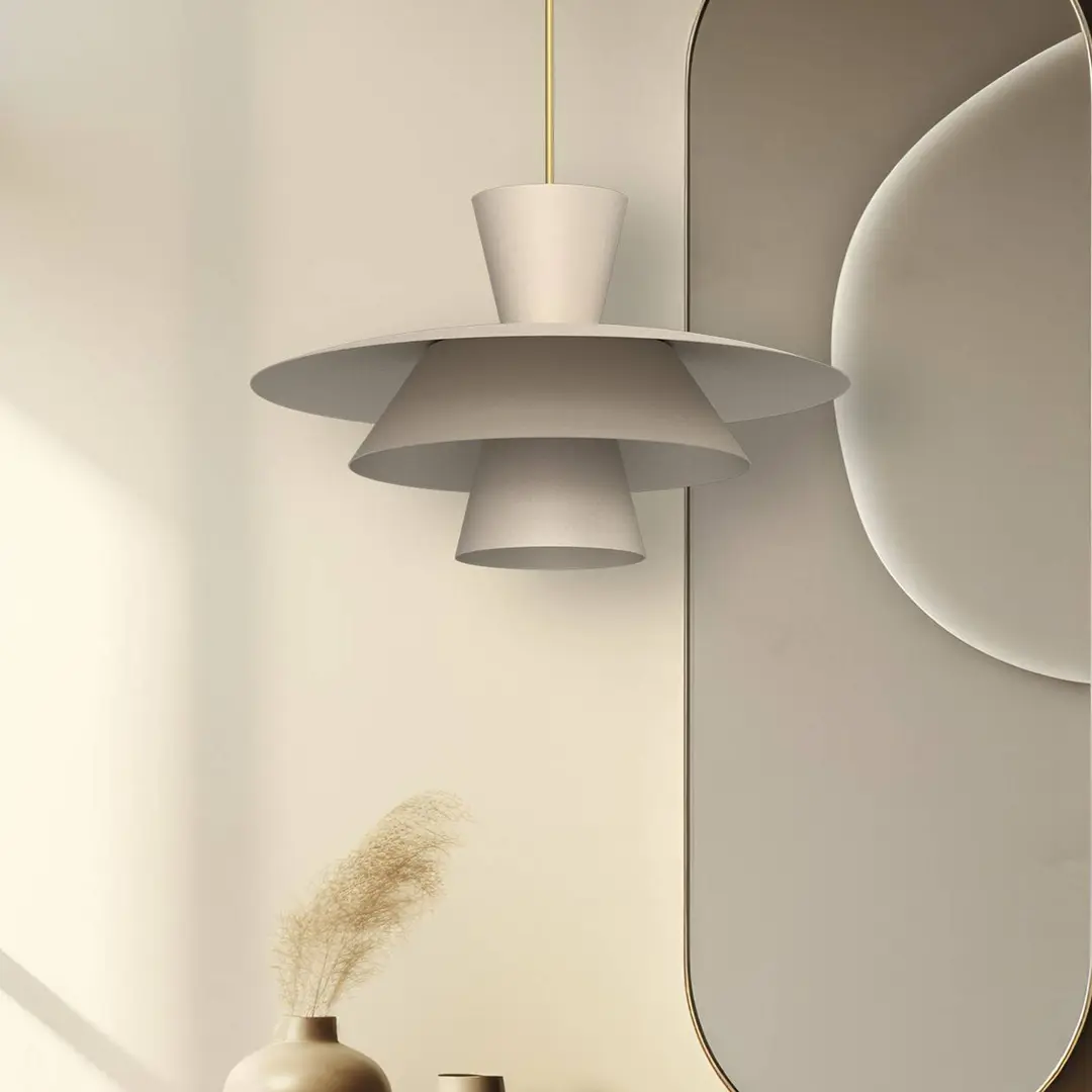 Luminex Hängeleuchte Plato, beige, Metall, Ø 38 cm, E27