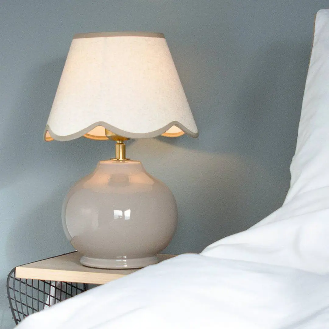 PR Home Tischlampe Nell, nougat, Keramik, 34 cm hoch, E27