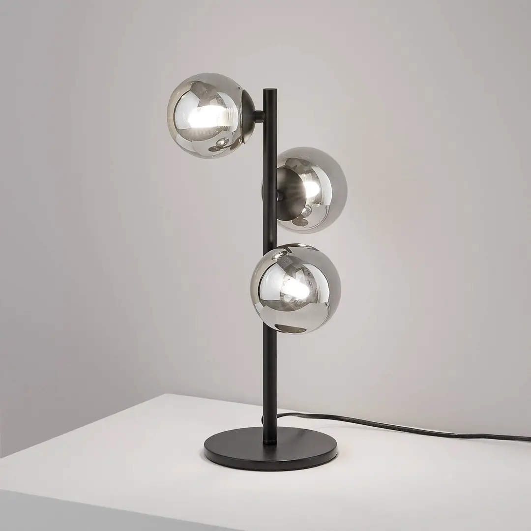 Ideal Lux Tischlampe Perlage schwarz/rauchgrau Höhe 43cm 3fl