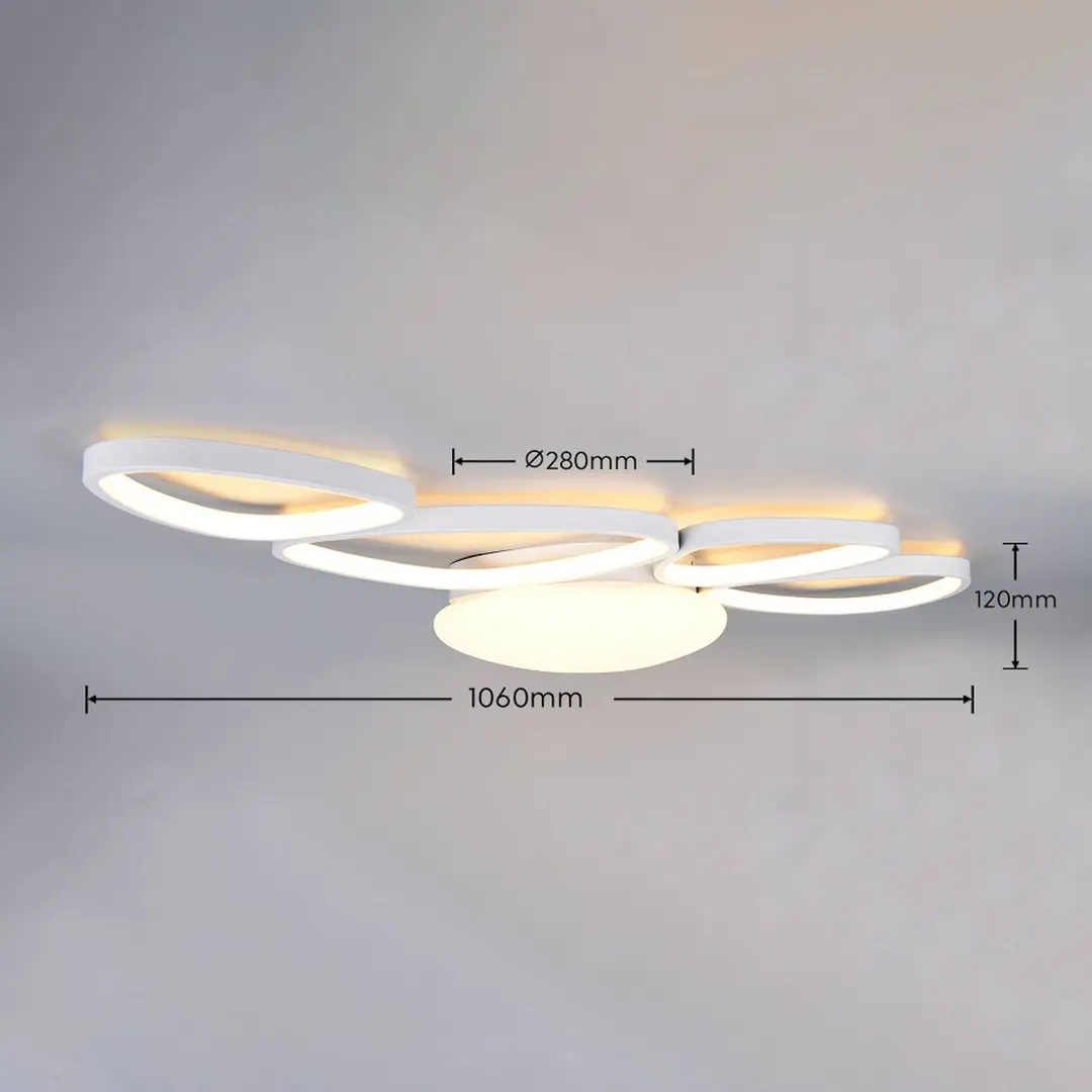 Trio Lighting LED-Deckenlampe Amelio, weiß, 102 cm, CCT, Fernbedienung