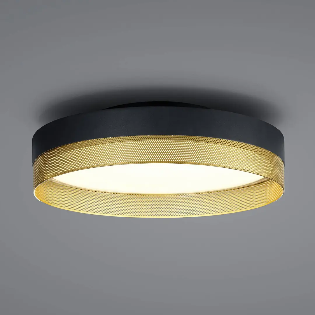 HELL LED-Deckenleuchte Mesh, Ø 45 cm, schwarz/gold