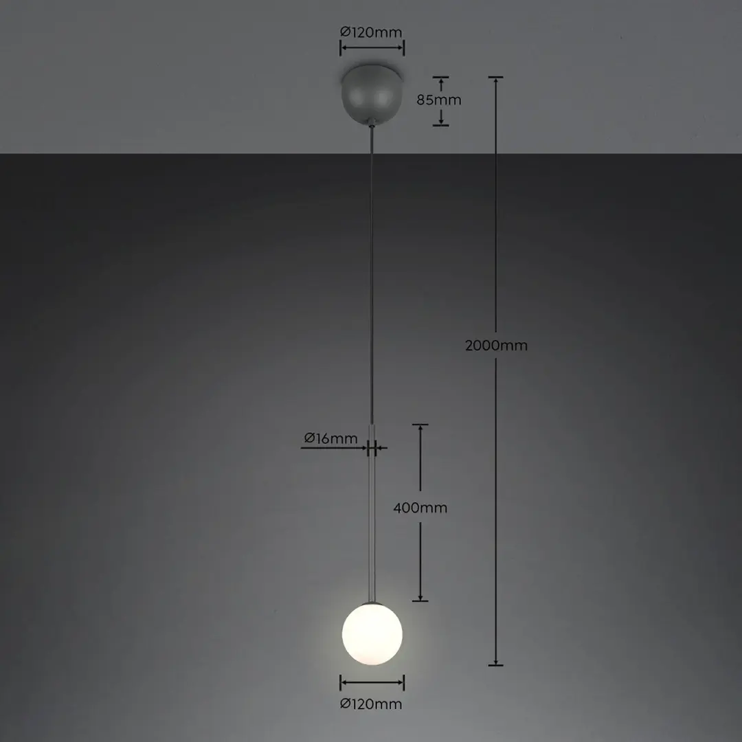 Trio Lighting Hängelampe Firano, anthrazit, Ø 12 cm, Metall