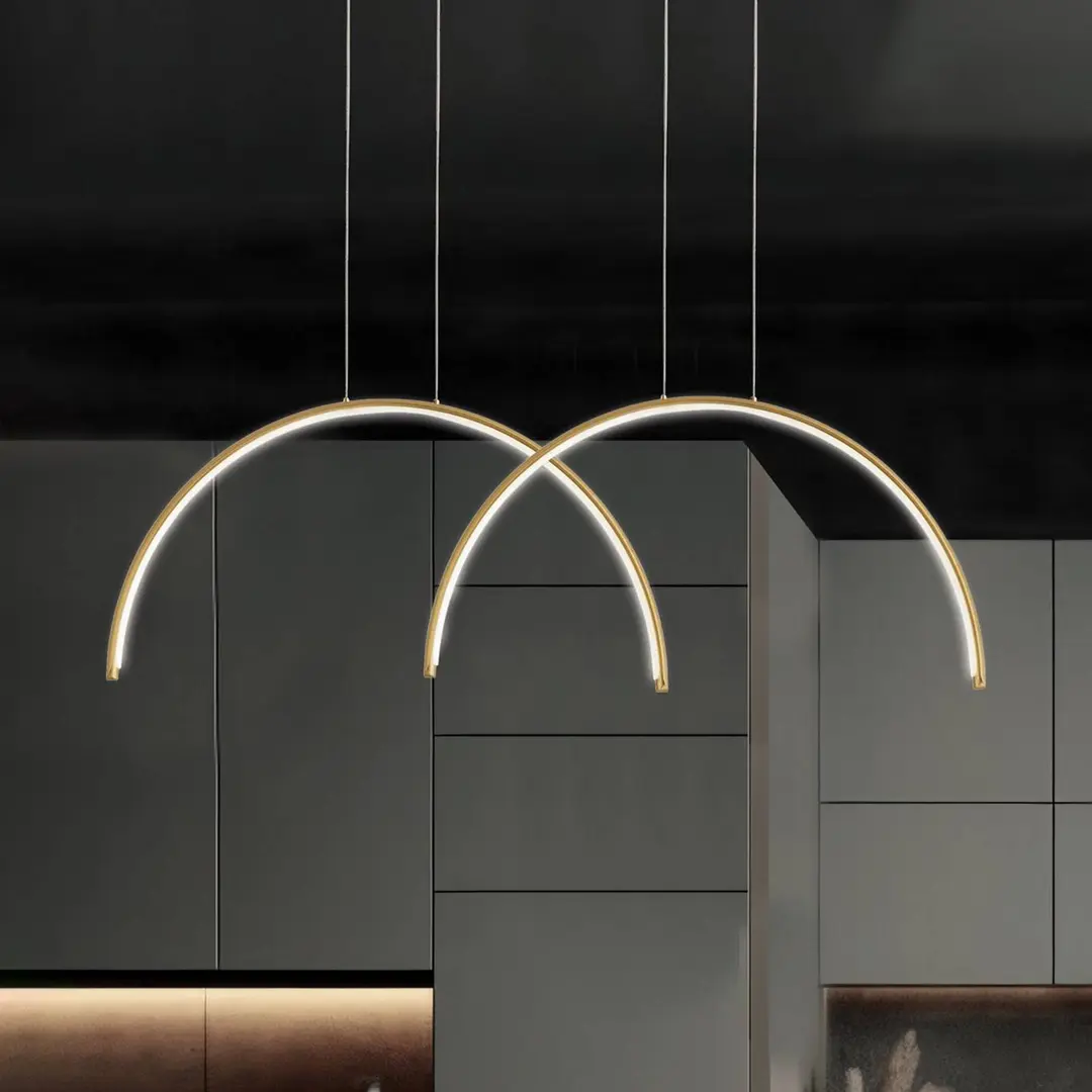 Viokef LED-Pendellampe Megan, Länge 95 cm, goldfarben, 2-flg.