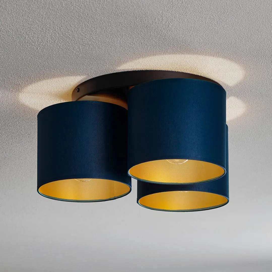 Luminex Deckenleuchte Soho zylindrisch, 3fl blau/gold