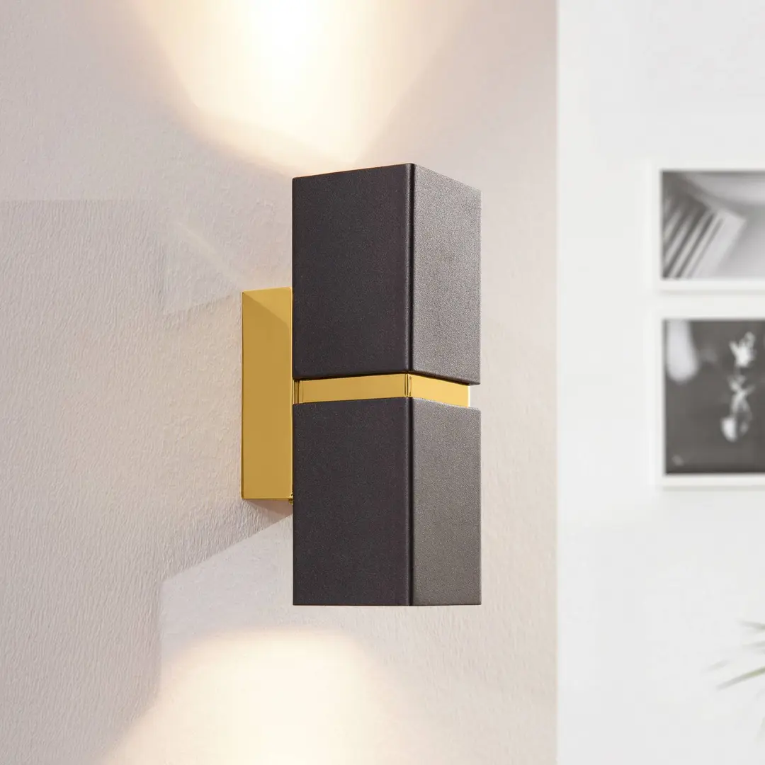 EGLO Zweiflammige Wandleuchte Passa, schwarz-gold