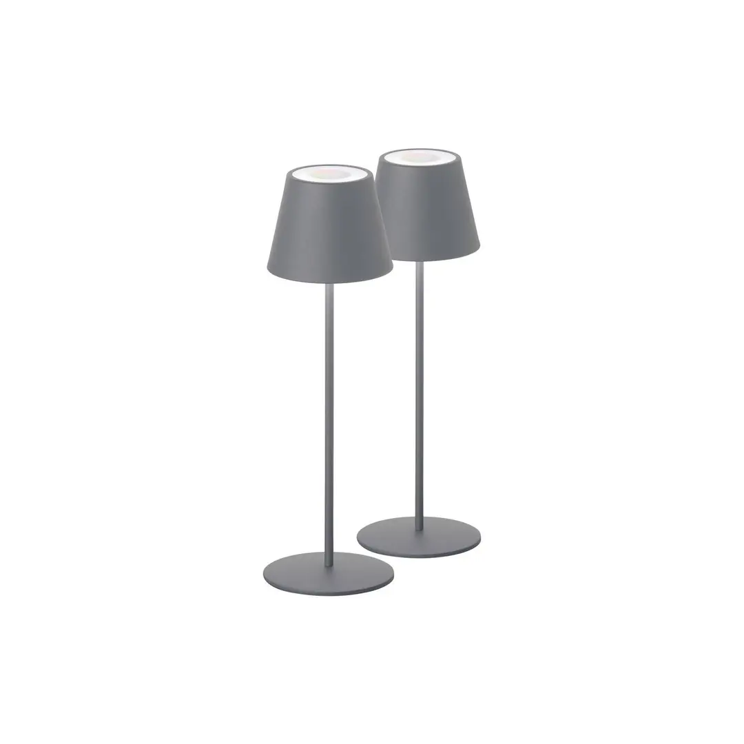 FH Lighting LED-Akku-Tischlampe Cosenza 2er sandgrau Höhe 38cm