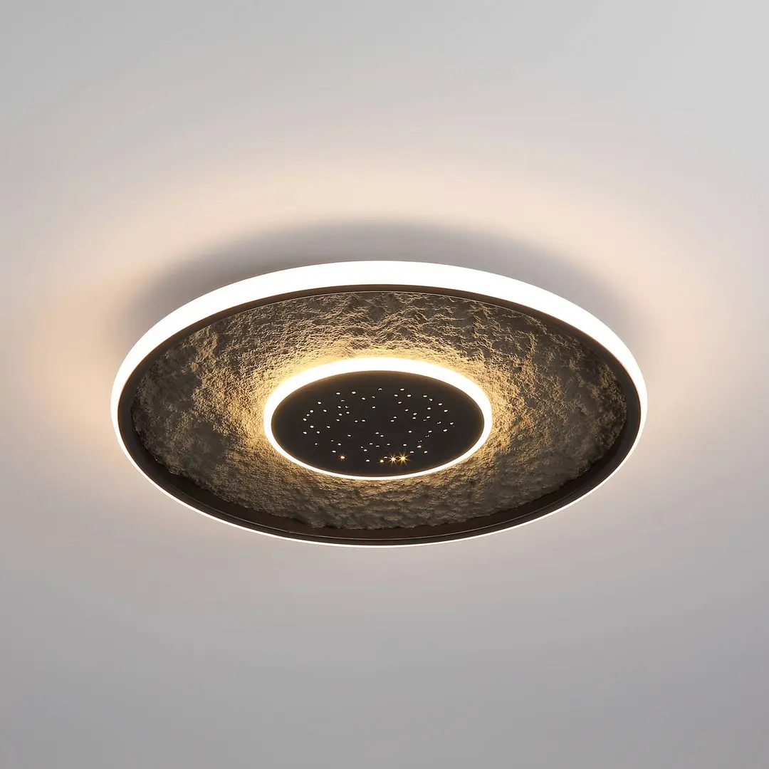 Searchlight LED-Deckenlampe Lumadisc, Sternen-Effekt, schwarz, Ø 41 cm