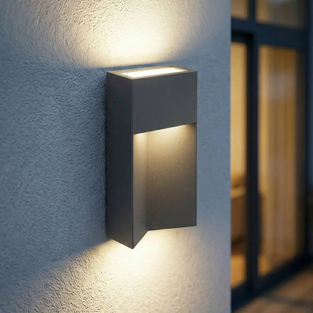 Lucande LED-Außenwandleuchte Kaholo, schwarz matt, CCT, IP44