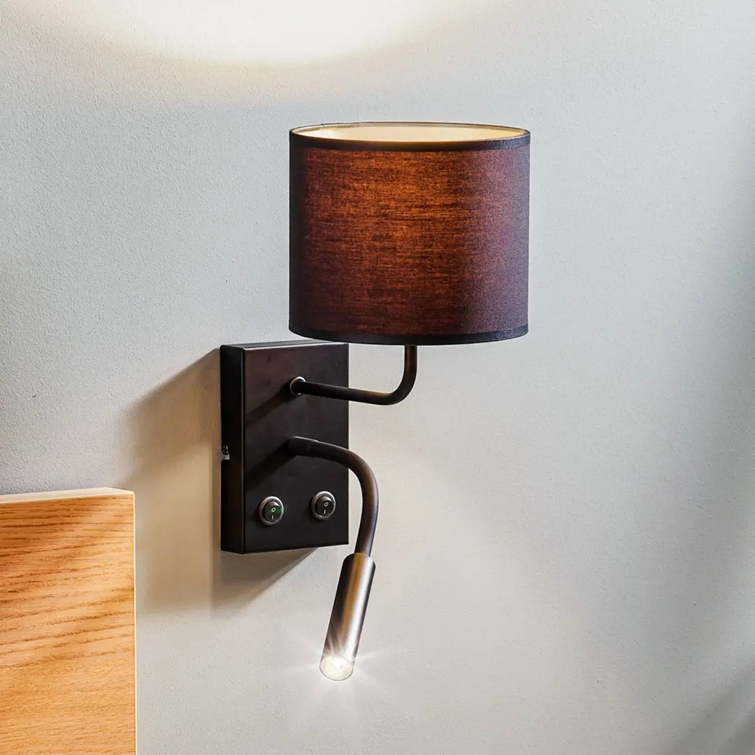 Luminex Wandlampe Soho zylindrisch Leselicht schwarz/gold