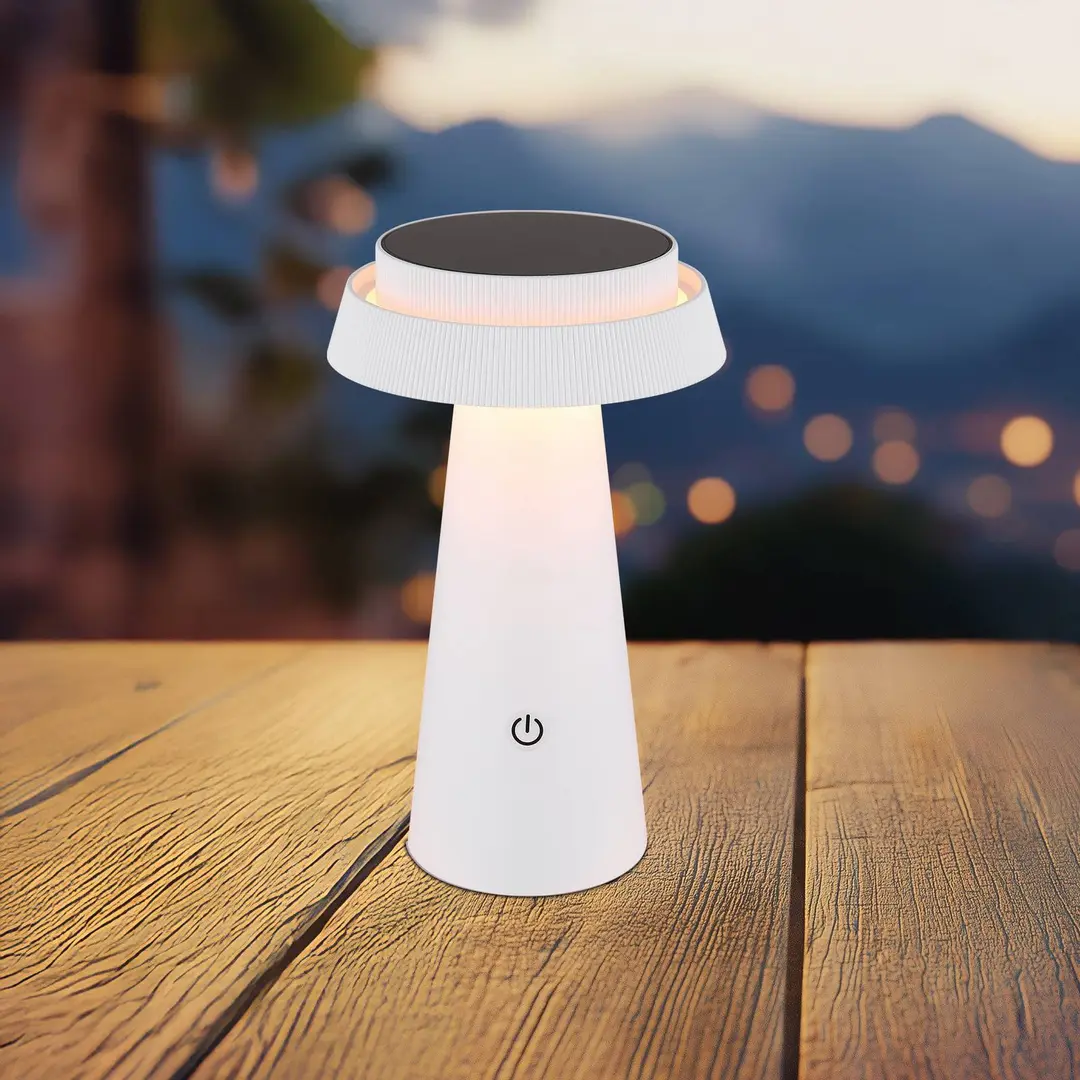Globo LED-Solar-Tischleuchte 36624, weiß, Akku, CCT, IP54, dimmbar
