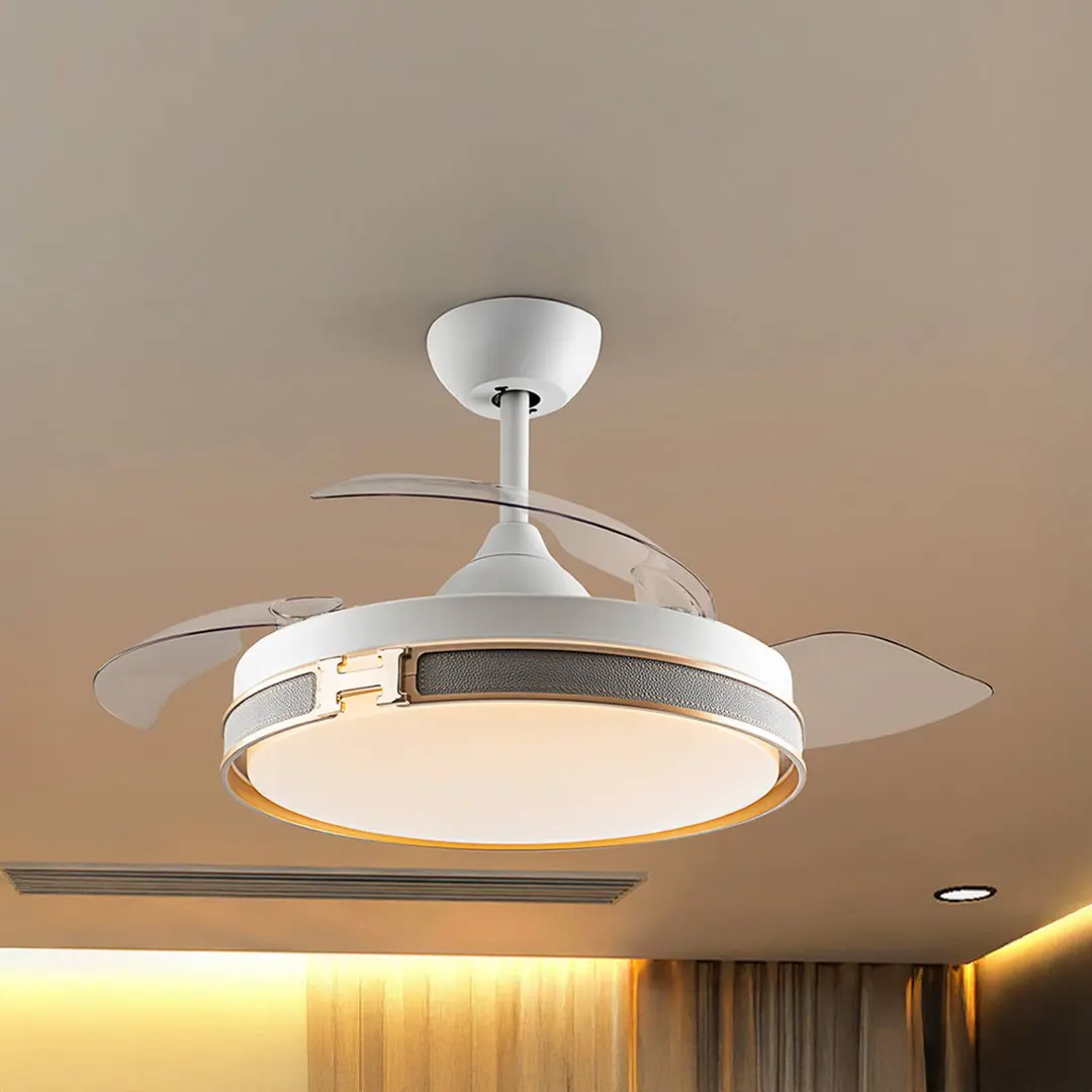 Schuller Valencia LED-Deckenventilator Herón weiß/gold/grau/klar Ø106 cm leise