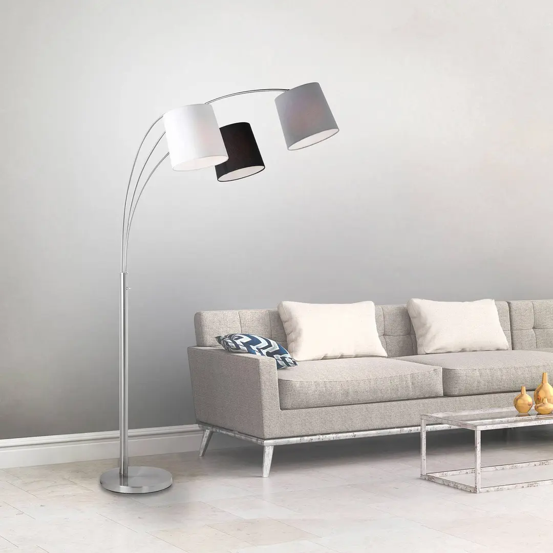 JUST LIGHT. GmbH Stehleuchte Melvin, dreiflammig, schwarz/grau/weiß