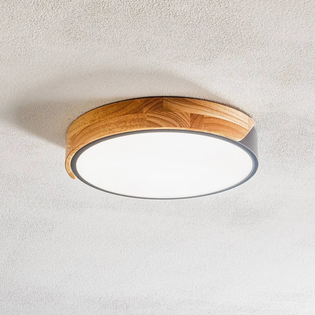Naeve Leuchten LED-Deckenleuchte Borneo mit Holz-Rahmen