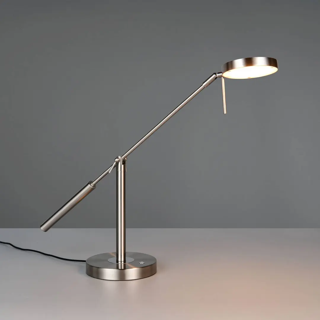 Trio Lighting LED-Tischlampe Monza, nickelfarben, Höhe 52 cm, Metall