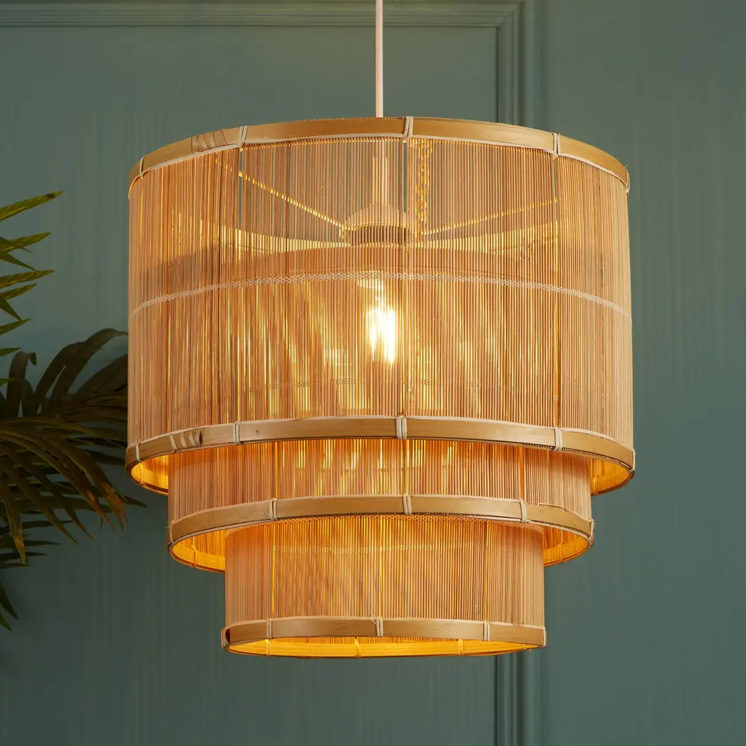 Searchlight Hängeleuchte Astaria, holzfarben, Bambus, Ø 40 cm, E27