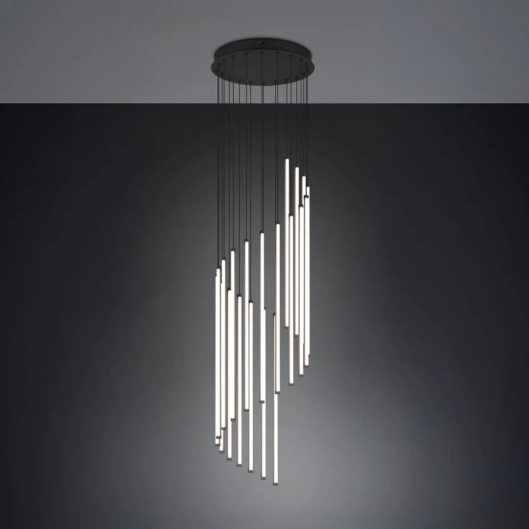 Trio Lighting LED-Hängelampe Baxter, schwarz, Ø 37 cm, Metall, CCT dimmbar