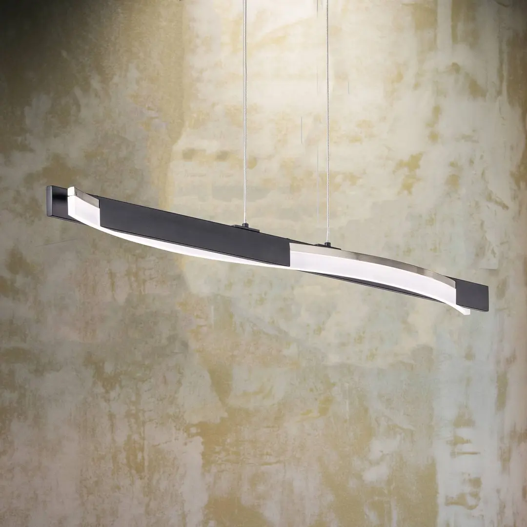 FISCHER & HONSEL LED-Hängeleuchte Bridge, schwarz/nickelfarben, Länge 95 cm