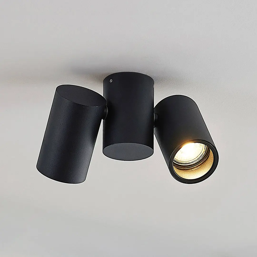 Arcchio Deckenlampe Gesina, 2flg., schwarz, Alu, 17,5 cm