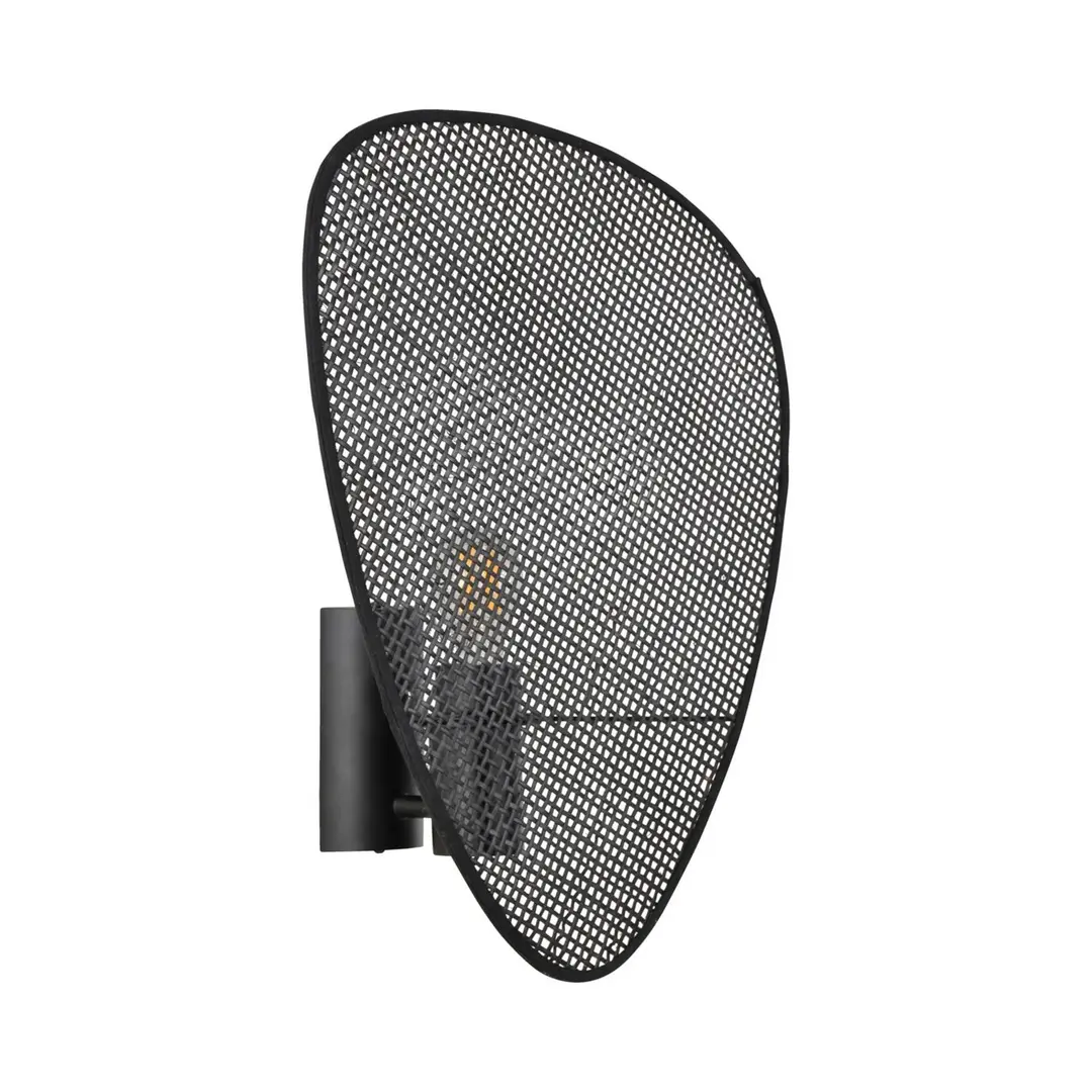 MARKET SET Wandleuchte Screen, 42 cm hoch, schwarz, Rattan