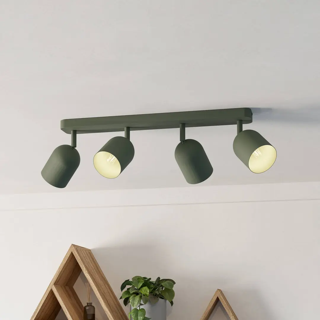 EGLO Deckenstrahler Tilston, dunkelgrün, Länge 58 cm 4-flg. Stahl