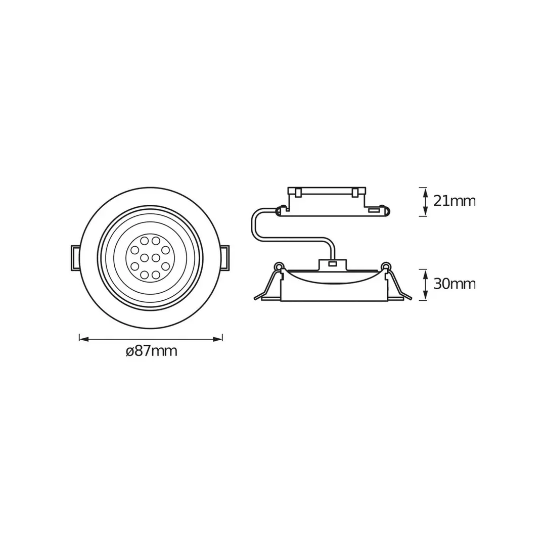 OSRAM LED-Einbauspot 3er-Set, nickel, Ø 9 cm, Metall 827 dim