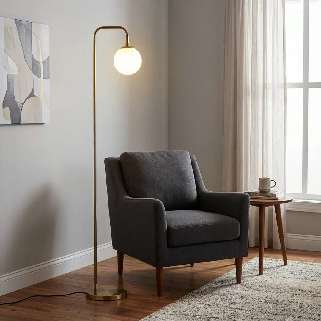 Opviq Stehleuchte Viran, goldfarben antik, Glas, Höhe 146 cm, E14