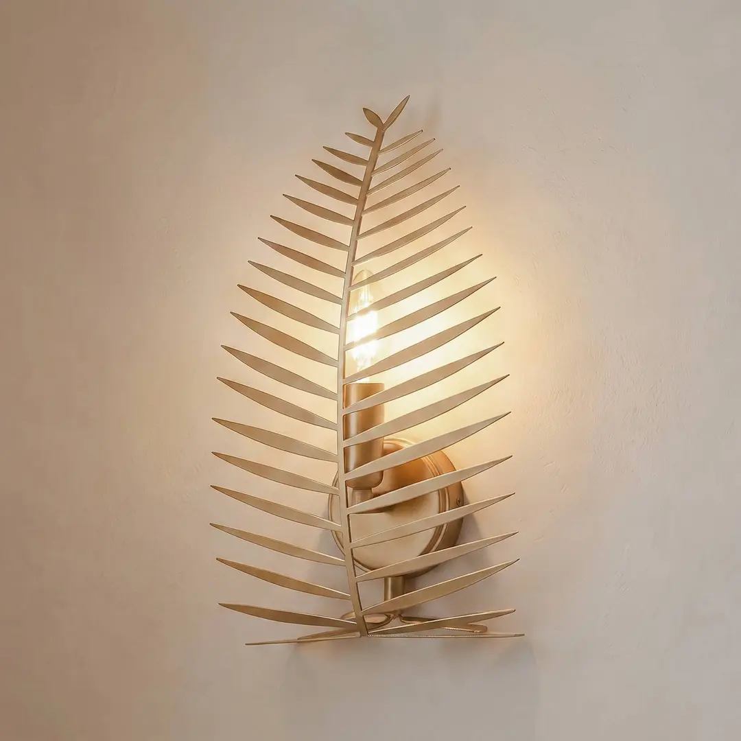 Opviq Wandleuchte LEAF, goldfarben, Höhe 30 cm Metall, E14
