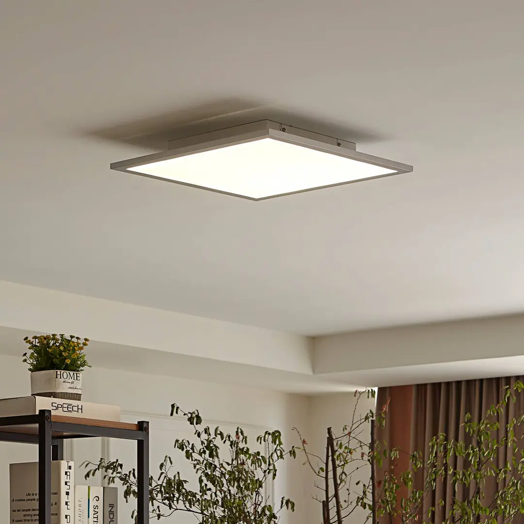 Lindby LED-Panel Livel, 4000K, 40 cm x 40 cm, silber, Metall