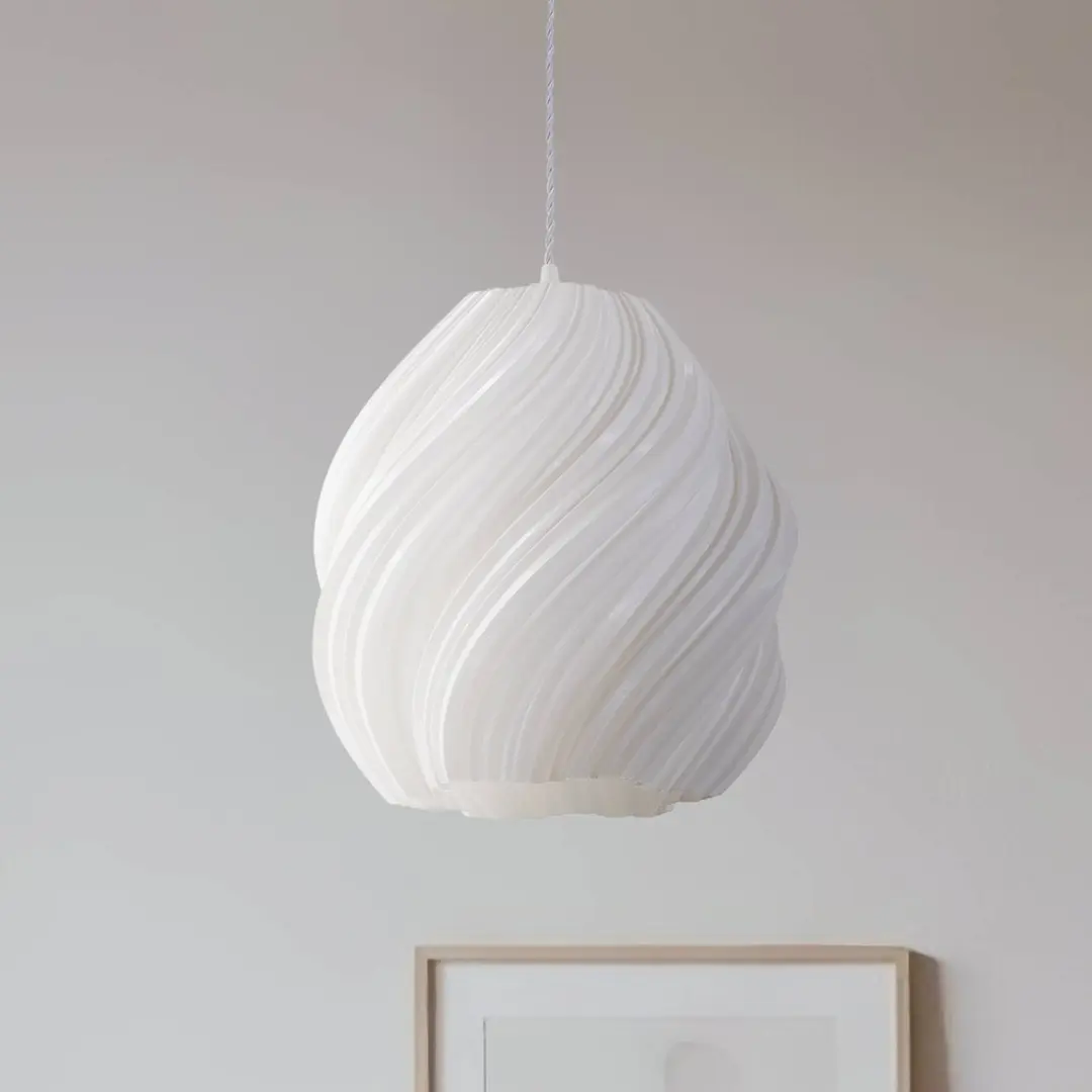 Lindby Pendelleuchte Nuvia, Ø 30 cm, weiß, 3D Druck