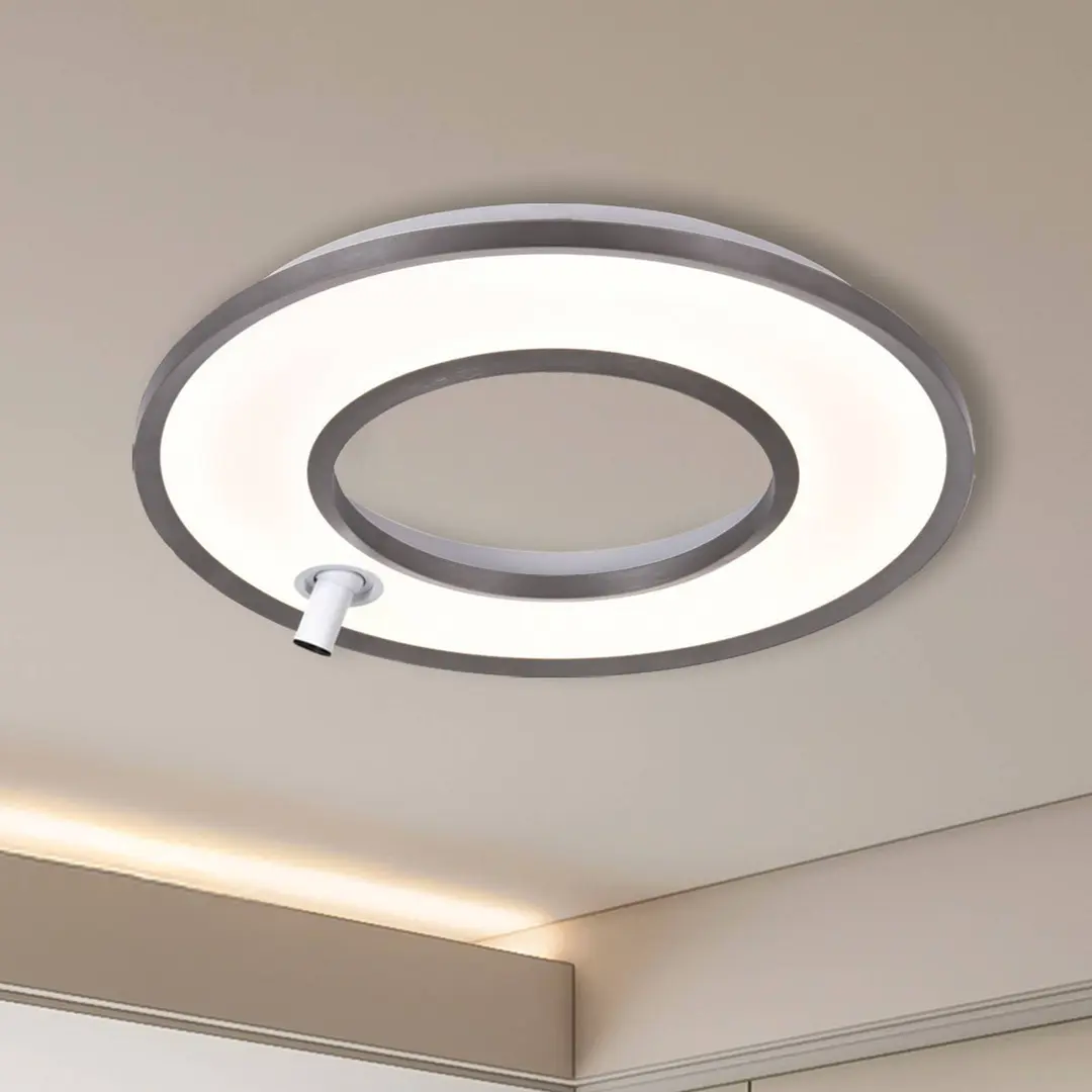 Viokef LED-Deckenlampe Valeria, grau gebürstet, Ø 60 cm, Metall