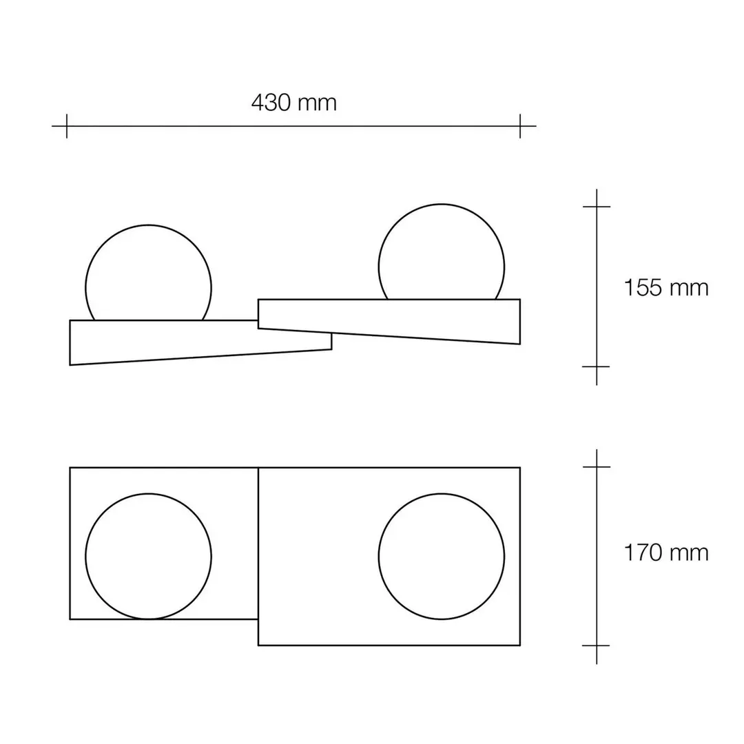 TECNICO by Sforzin Wandleuchte Cicladi, 2-flg., 43 cm breit, weiß, Gips, GX53