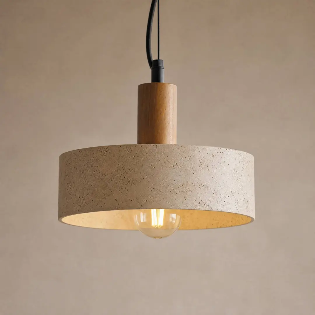 Lucande Hängeleuchte Carlotta, 1-flg., Ø 27 cm, beige, Beton