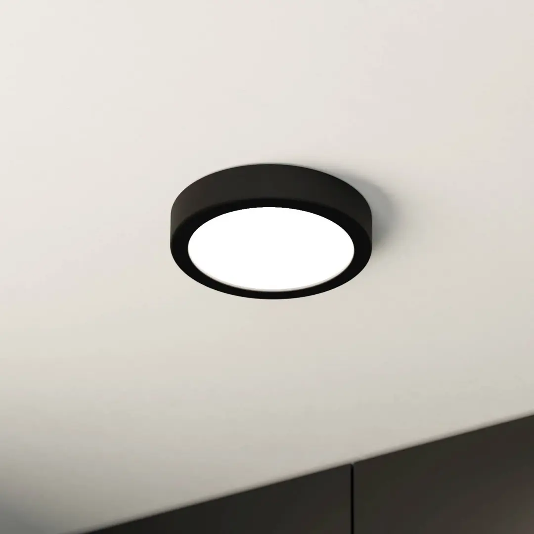 EGLO LED-Anbaupanel Fueva 5 IP20 830 schwarz Ø16cm