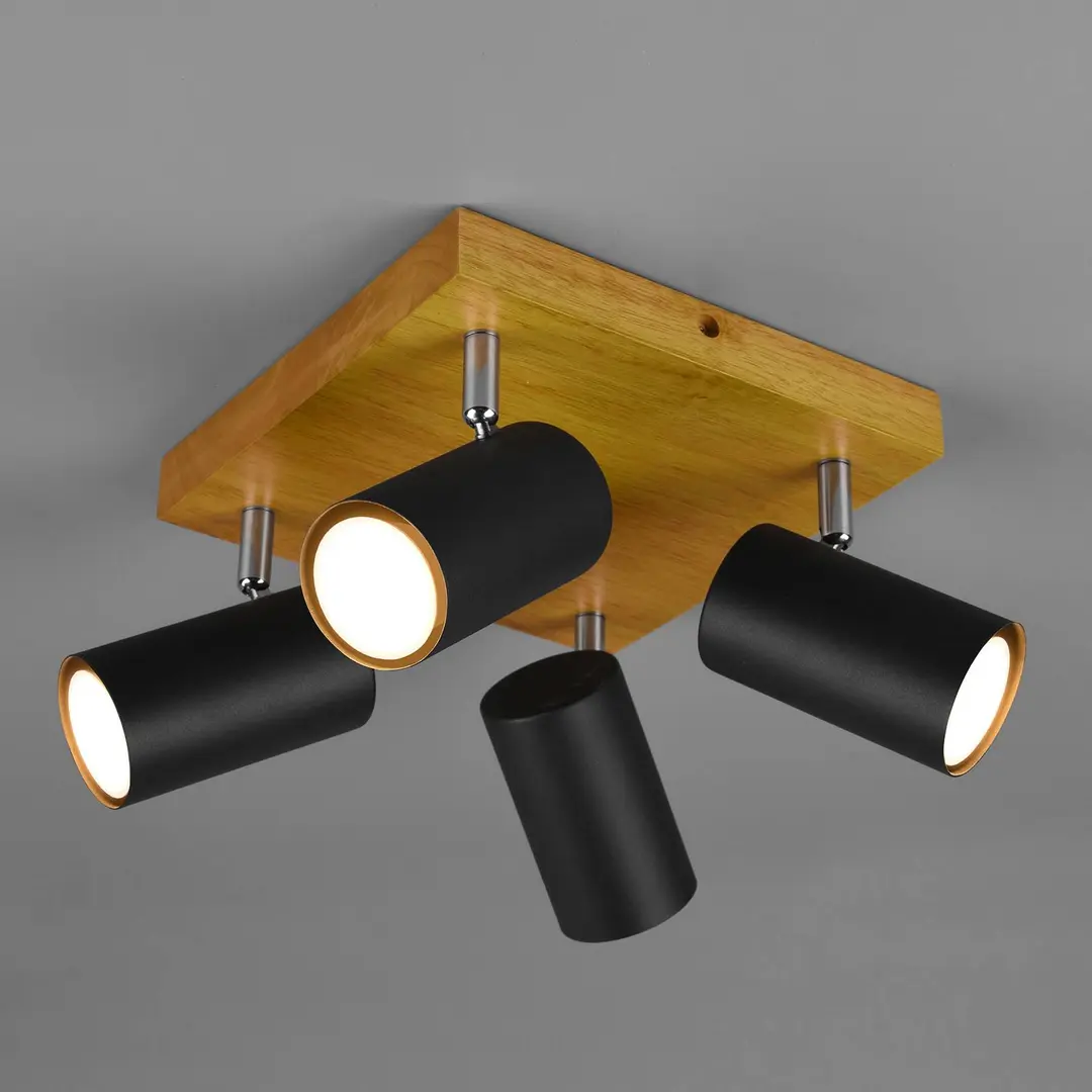 Trio Lighting Deckenstrahler Marley, schwarz matt, 4-flammig