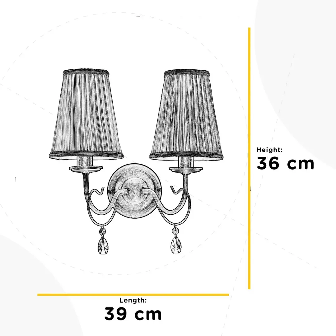 ONLI Wandleuchte Delia, bronzefarben, 2-flammig, Breite 25 cm