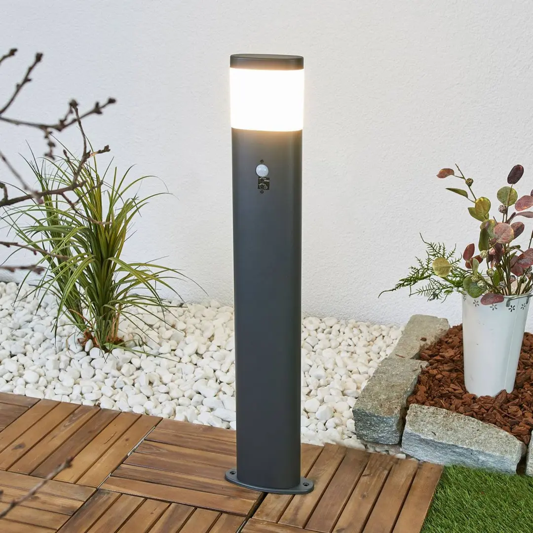 Lindby LED-Wegeleuchte Obri, 80 cm, anthrazit, Sensor