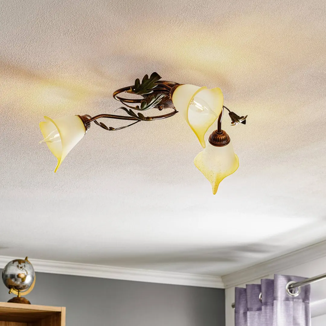 ONLI Deckenlampe Quercia 3-flammig creme/bronze/grün