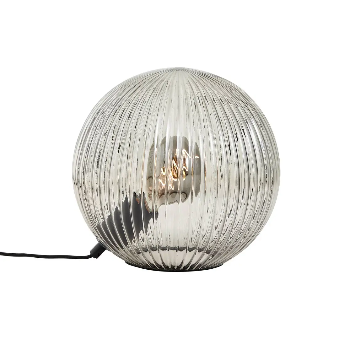 Brilliant Glas-Tischlampe Belado schwarz/rauchgrau geriffelt