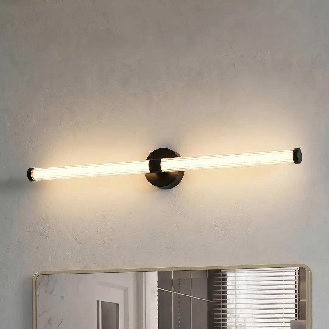 Lucande LED-Wandleuchte Melisa, schwarz, 90 cm, CCT, IP44