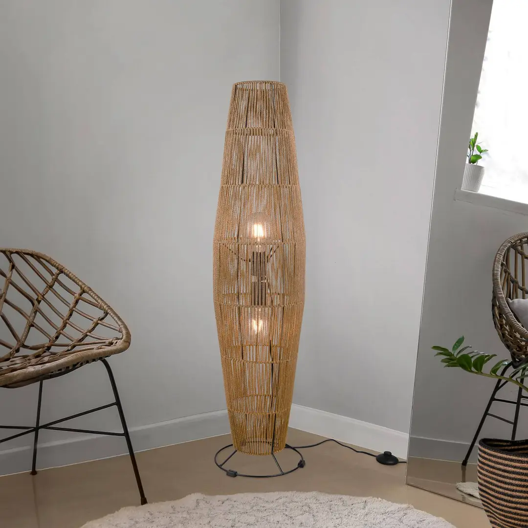Reality Leuchten Stehleuchte Miki, braun, Höhe 103 cm, Papier