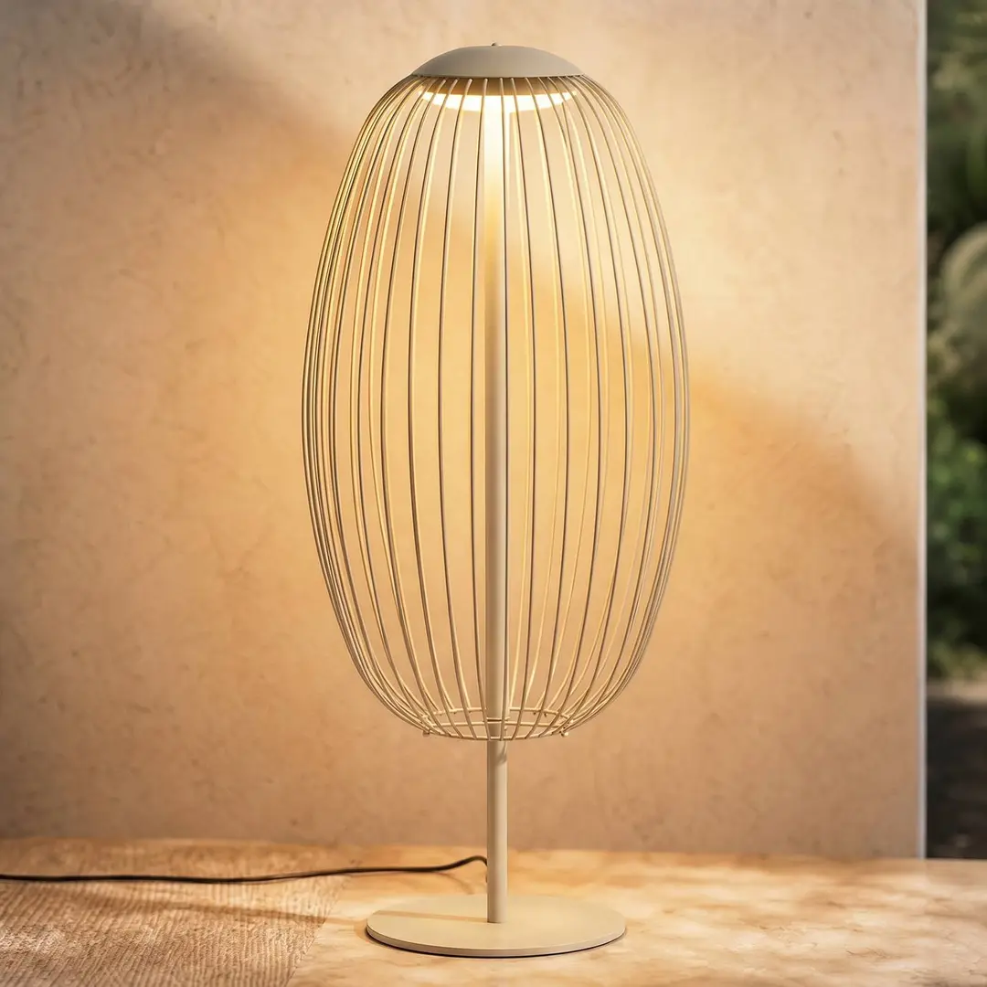 Lucande LED-Außenstehleuchte Richi, beige, Höhe 90cm, IP44